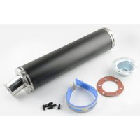 Глушитель (тюнинг)   420*100mm, креп. Ø78mm   (нержавейка, черный, прямоток, mod:4)