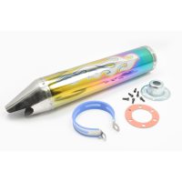 Глушитель (тюнинг)   420*100mm, креп. Ø78mm   (нержавейка, пламя, радуга, прямоток, mod:1)