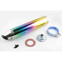 Глушитель (тюнинг)   420*100mm, креп. Ø78mm   (нержавейка, радуга, прямоток, mod:1)