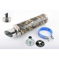 Глушитель (тюнинг)   300*90mm, креп. Ø48mm   (нержавейка, змеиная кожа, прямоток, тип:3)