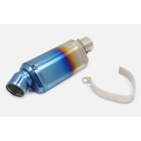 Глушитель (тюнинг)   235*88mm, креп. Ø48mm   (нержавейка, овал, серебристо-синий, прямоток, mod:6)
