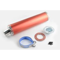 Глушитель (тюнинг)   420*100mm, креп. Ø78mm   (нержавейка, красный, прямоток, mod:1)