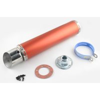 Глушитель (тюнинг)   420*100mm, креп. Ø78mm   (нержавейка, красный, прямоток, mod:2)