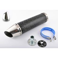 Глушитель (тюнинг)   300*90mm, креп. Ø48mm   (нержавейка, мрамор черный, прямоток, тип:4)