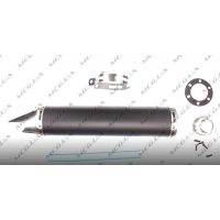 Глушитель (тюнинг)   420*100mm, креп. Ø78mm   (нержавейка, черный глянцевый, прямоток, mod:36)   KOMATCU   (mod.A)