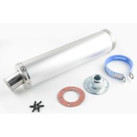 Глушитель (тюнинг)   420*100mm, креп. Ø78mm   (нержавейка, серебро, прямоток, mod:1)