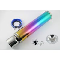 Глушитель (тюнинг)   420*100mm, креп. Ø78mm   (нержавейка, радуга, mod:17)