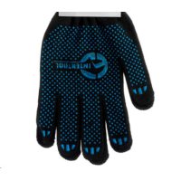 Перчатка трикотажная 70% хлопок/ 30% полиэстер, с ПВХ точкой, класс вязки 10, цвет черный, синяя точка, 55 гр